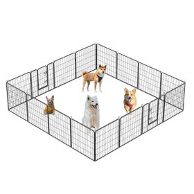 Dog Pens Outdoor 32" Height Foldable 16 Panels Heavy Duty Metal Portable Dog Playpen Indoor Anti-Rust Exercise Dog Fence with Doors for Large/Med
