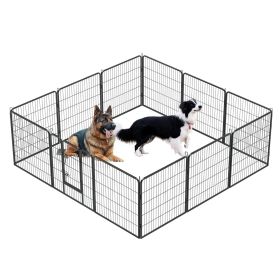 Dog Pens Outdoor 32" Height Foldable 12 Panels Heavy Duty Metal Portable Dog Playpen Indoor Anti-Rust Exercise Dog Fence with Doors for Large/Med